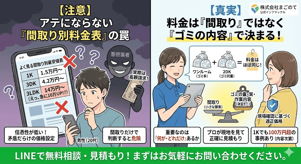 ゴミ屋敷片付けは間取りで料金は変わらない