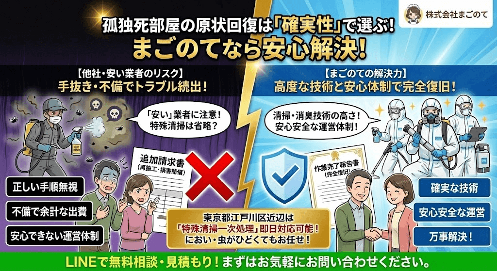 東京の特殊清掃ならまごのて。最速で駆け付けます