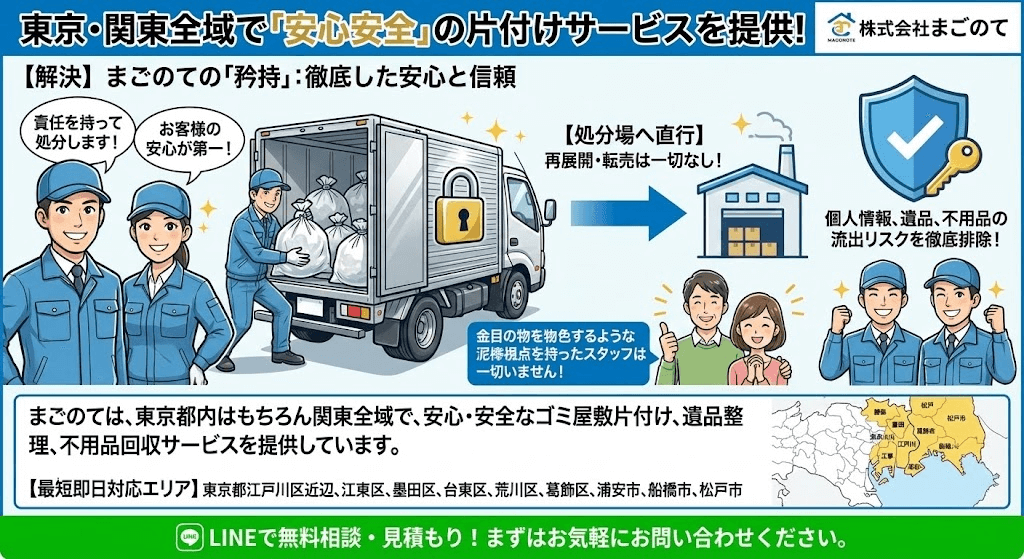 まごのてのゴミ屋敷片付けは東京都、神奈川、埼玉、千葉、茨城全域で対応できます