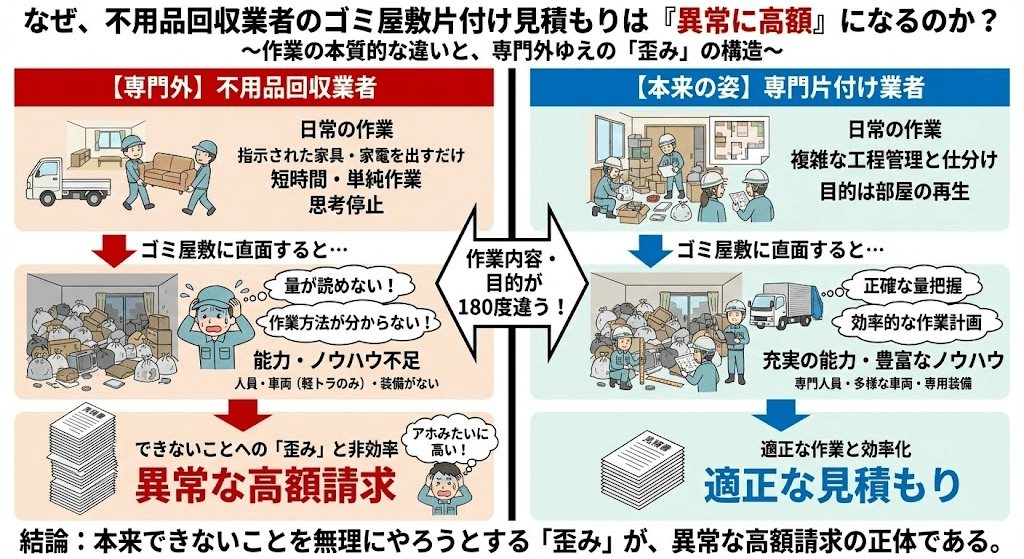 不用品回収屋が出すゴミ屋敷の見積もり
