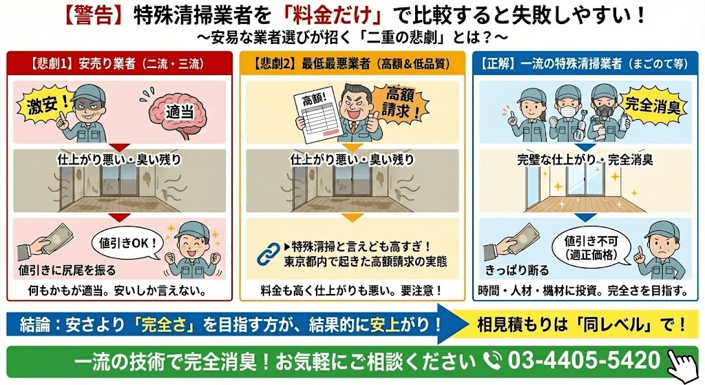 特殊清掃に安さを求める層が増えたことも一因