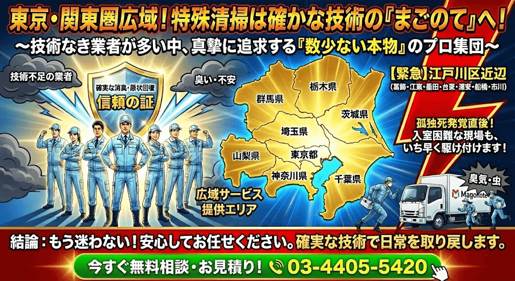 東京近辺の孤独死現場すぐに駆け付け消臭します