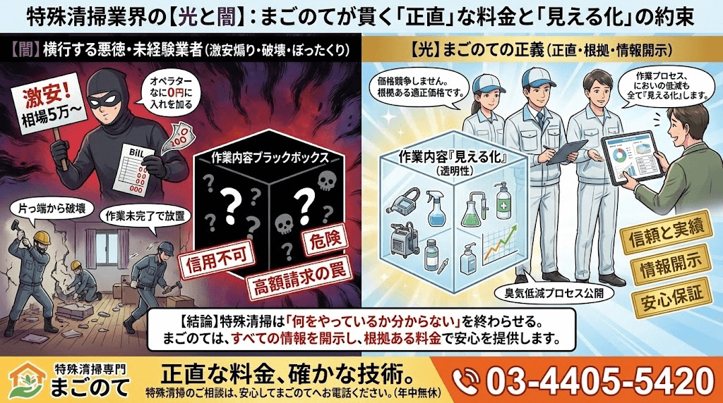 特殊清掃料金を正直に伝えるまごのて