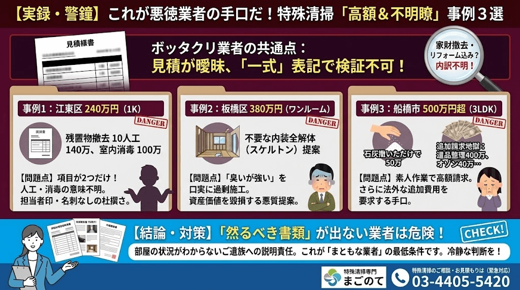 見積もり関係書類からわかる特殊清掃業者の技量