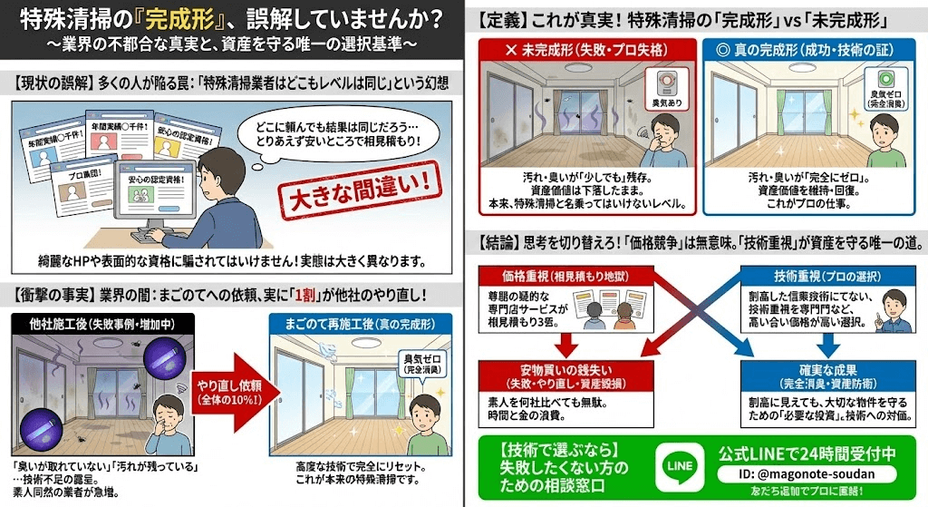 PROの特殊清掃業者がにおいを残すことは絶対にない