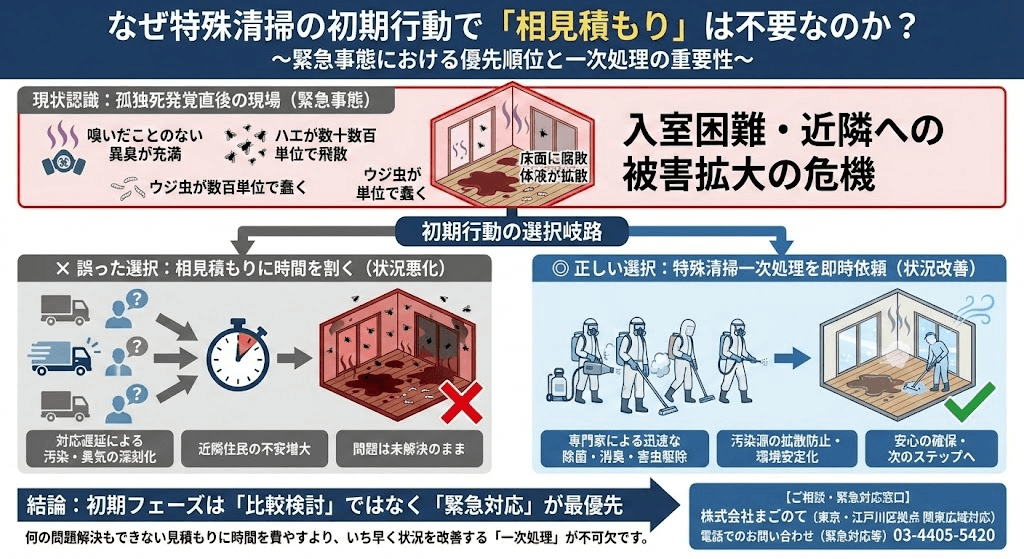 孤独死が起きた部屋は特殊清掃一次処理から開始