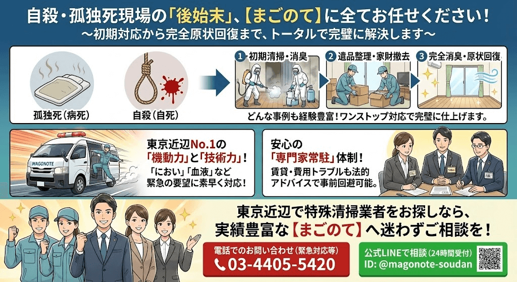 法律の専門家家が常駐する特殊清掃業者はまごのて