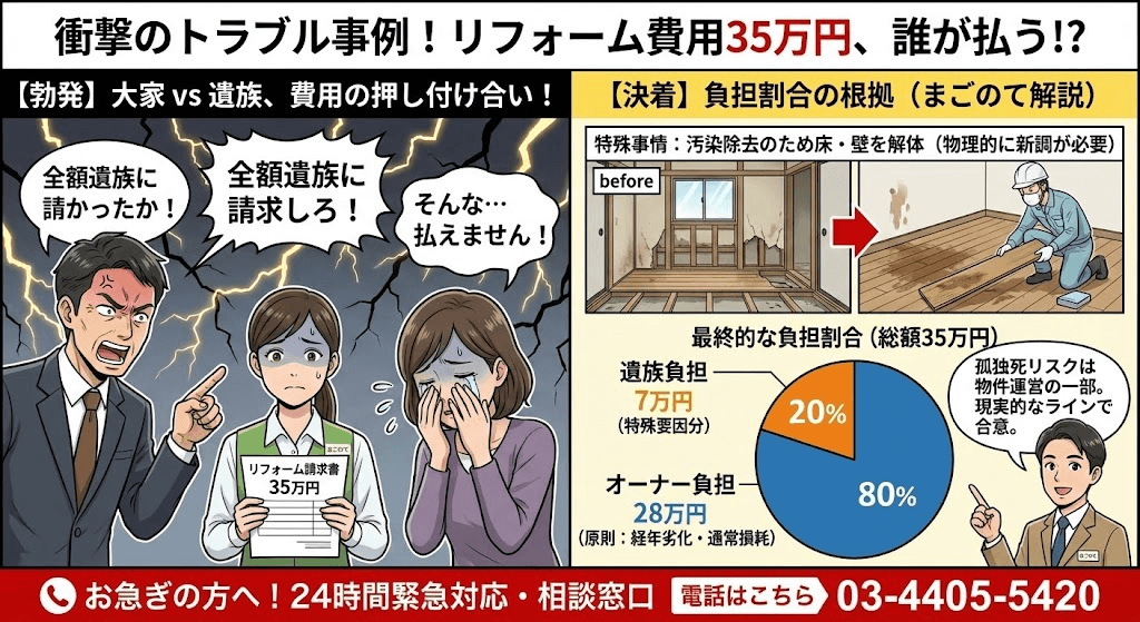 孤独死の部屋リフォーム料金トラブル