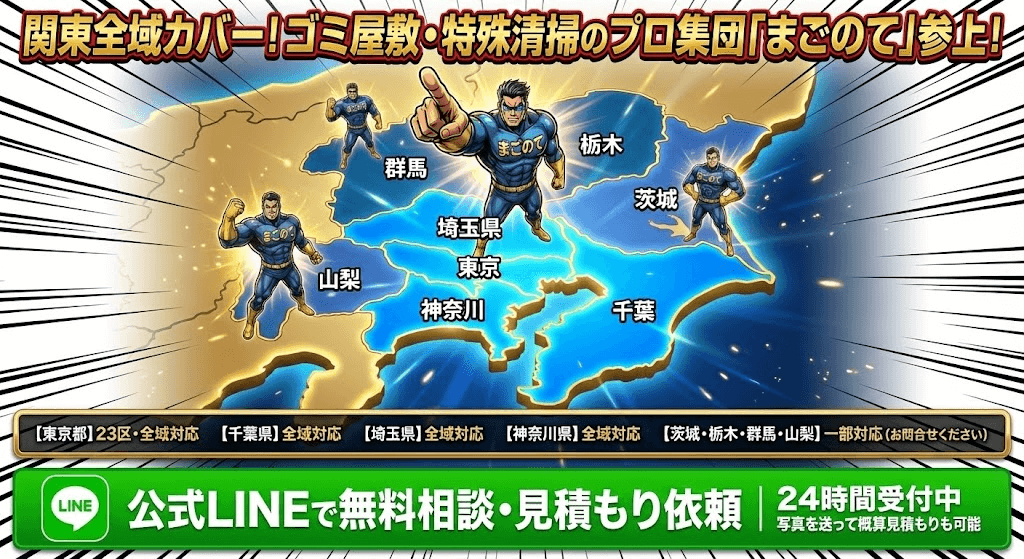 まごのてのお片付け対応エリアは関東全域