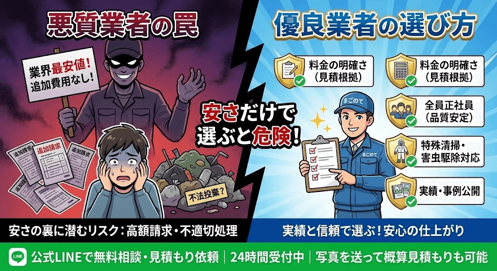 ゴミ屋敷が綺麗にならない粗悪な業者も多い