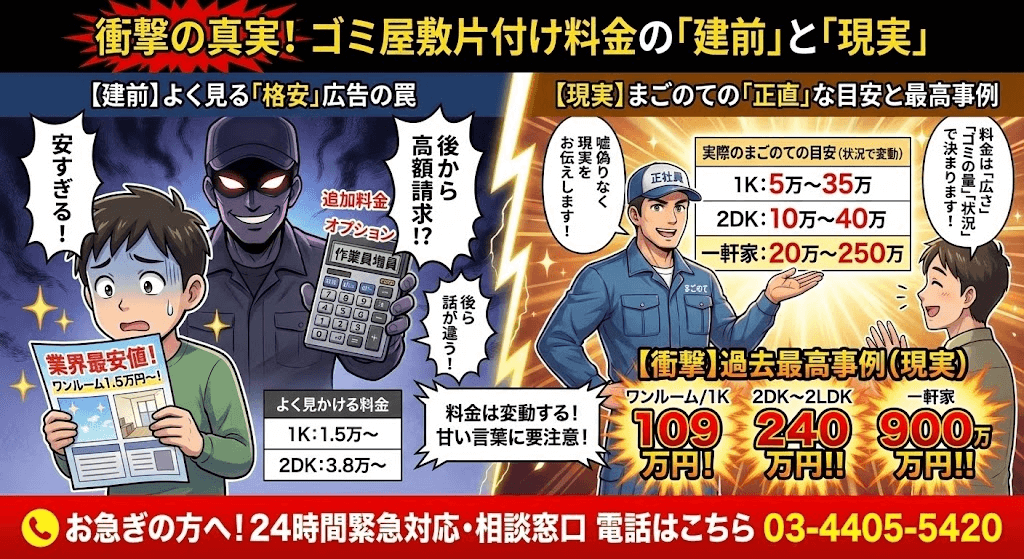 まごのては正直に正確にお片付け料金を提示します