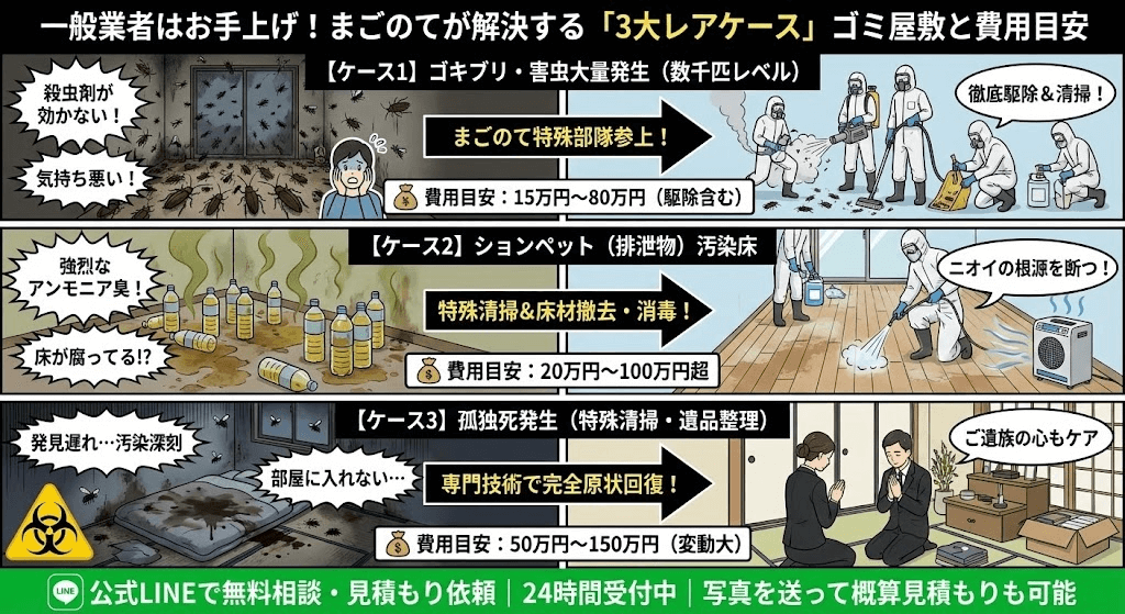 孤独死や糞尿系ゴミ屋敷片付け実例