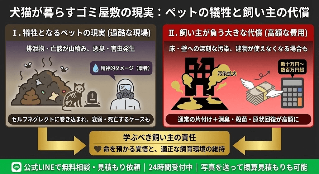 犬糞山盛りのゴミ屋敷