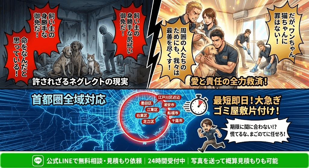 犬猫飼ってゴミ屋敷にする奴は助けない!でも犬猫と周囲の人は助けます。