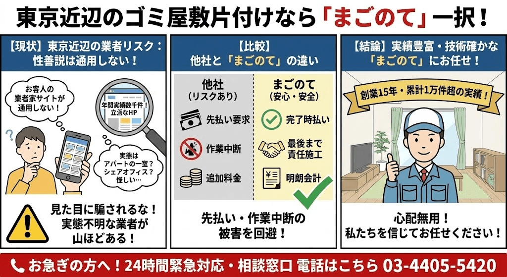 ゴミ屋敷片付けるならまごのてでしょ
