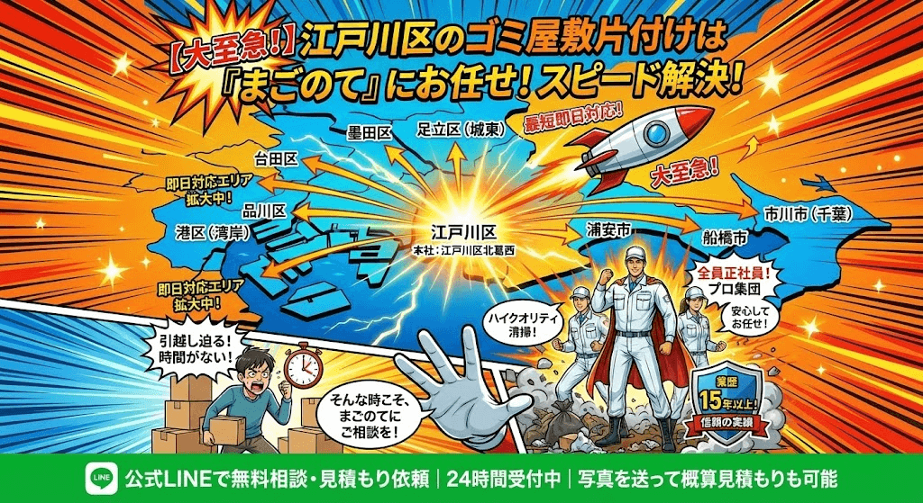 まごのてのゴミ屋敷片付けは東京都、神奈川、埼玉、千葉、茨城全域で対応できます