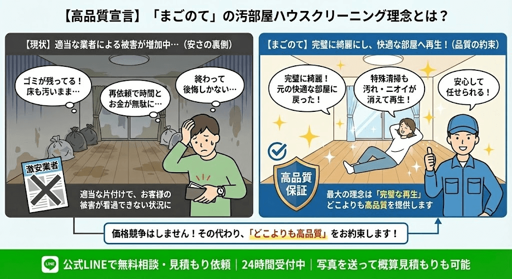 ゴミ屋敷や汚部屋のLINEお手軽見積もりはこちら