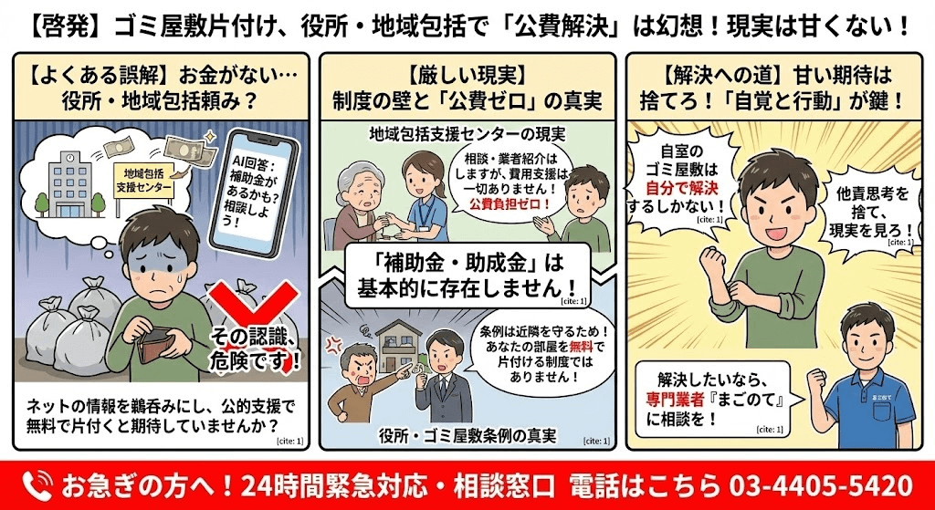 ゴミ屋敷を片付けるお金がない時は役所に相談は嘘だから信じるな