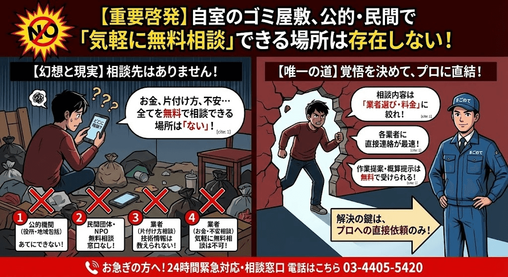 公的なゴミ屋敷相談窓口は無い