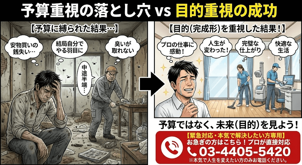 ゴミ屋敷のお片付けは予算を先行させると失敗しやすい