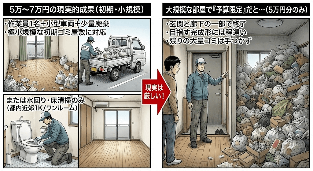 5～7万円のゴミ屋敷片付けは小規模なら可能