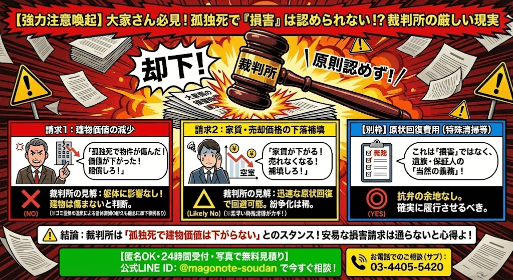 判例では孤独死で建物価値は減少しない