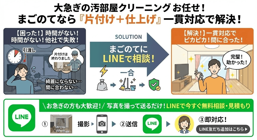 ゴミ屋敷や汚部屋のLINEお手軽見積もりはこちら