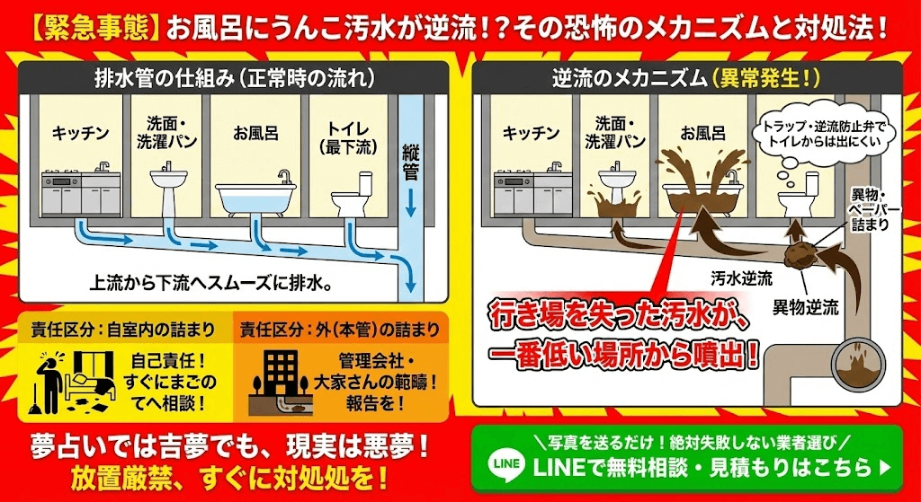 お風呂にうんこが溢れる仕組み