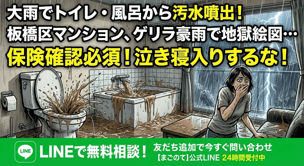 大雨で汚水が逆流したアパート