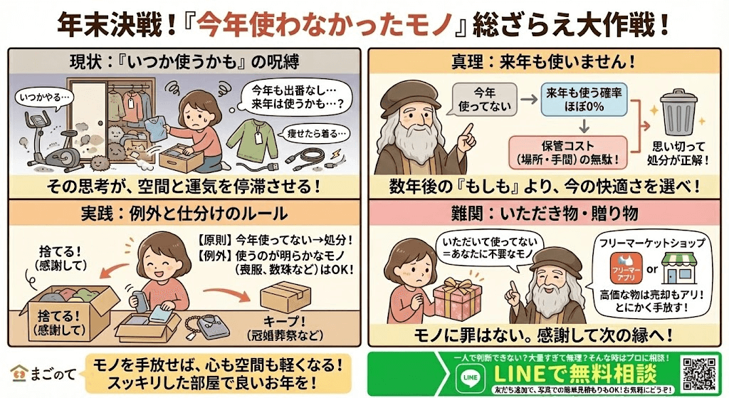 1年使わなかった物はこの先も使わないので捨てろ