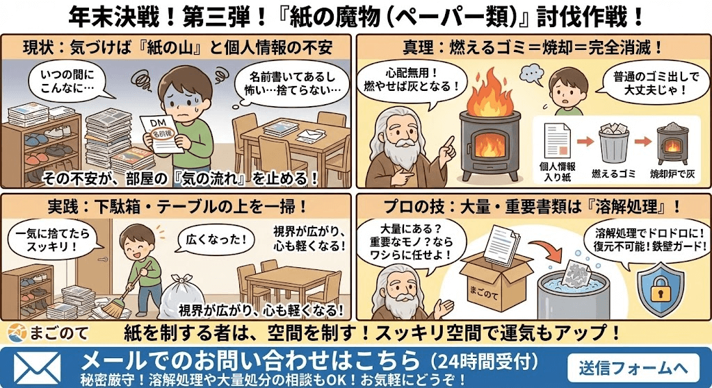 ペーパー類もどんどん廃棄処分
