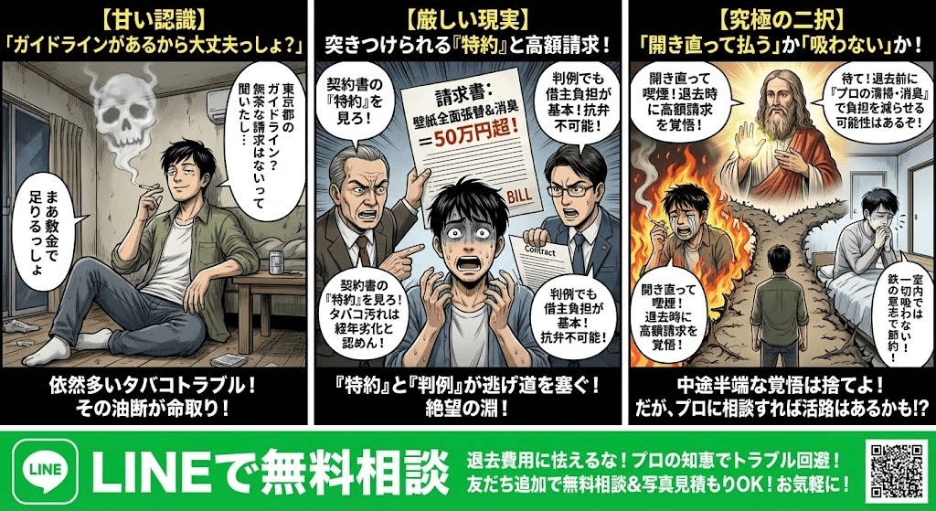 退去費用が嫌なら喫煙するな