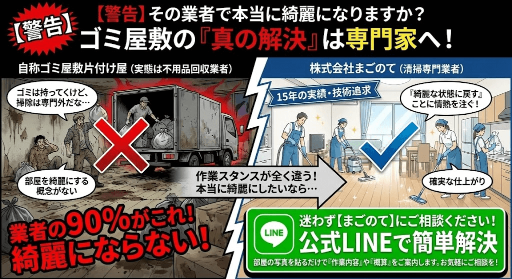 ゴミ屋敷や汚部屋のLINEお手軽見積もりはこちら