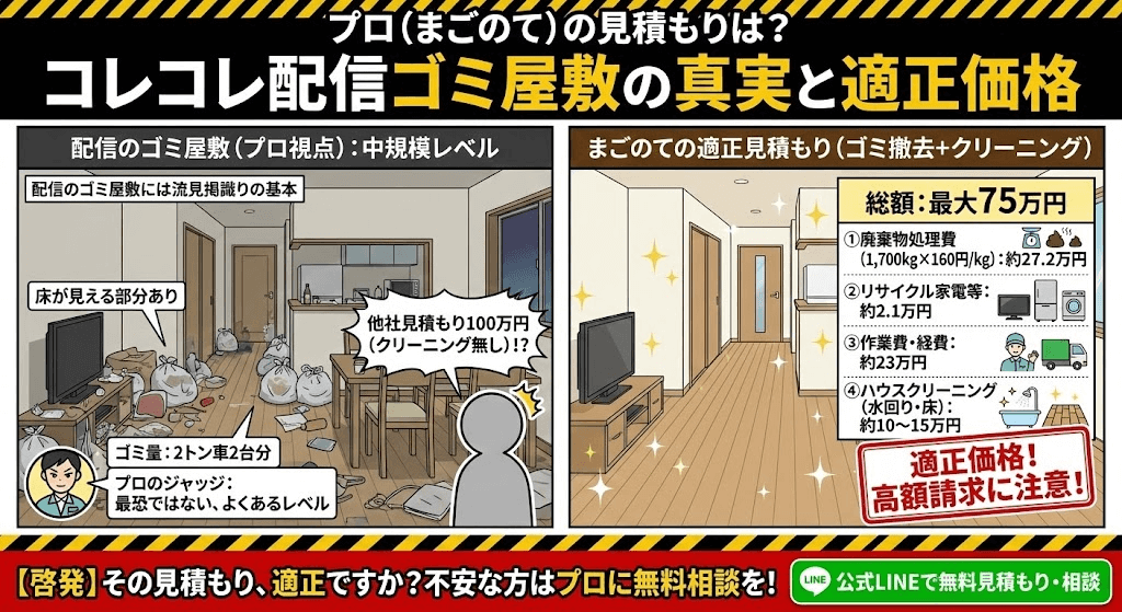 100万円前後のゴミ屋敷片付けは多い