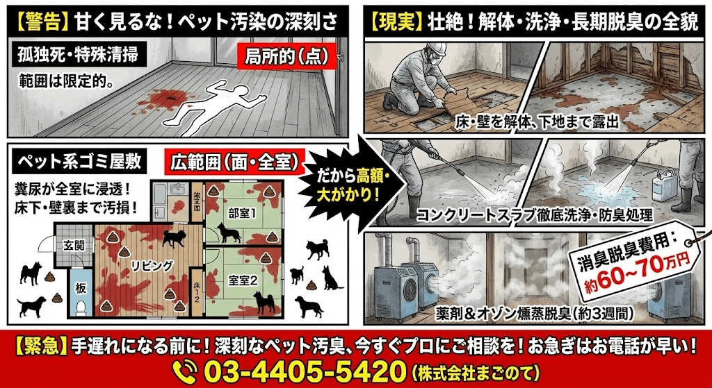 ペット飼育+ゴミ屋敷＝高額費用