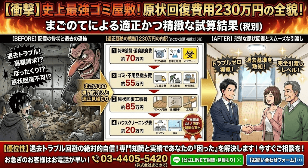 ペット系ゴミ屋敷は大掛かりで高額です