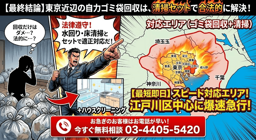 ゴミ袋回収は東京近辺で清掃とセットで対応します