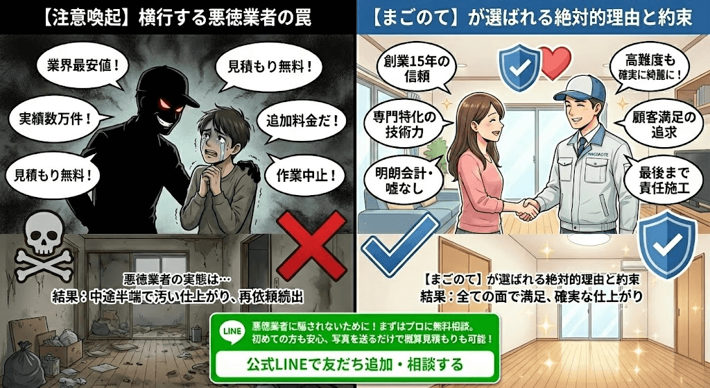 部屋のことで悩むのは今日で終わり.。ゴミ屋敷片付けなら老舗で安心のまごのて