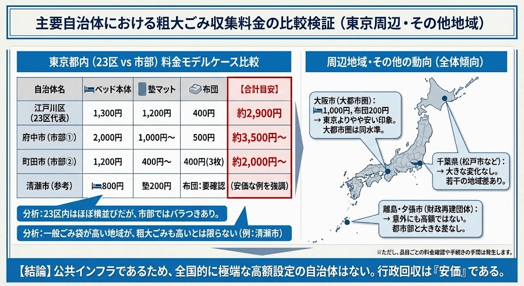 粗大ごみ回収料金各地の料金設定状況
