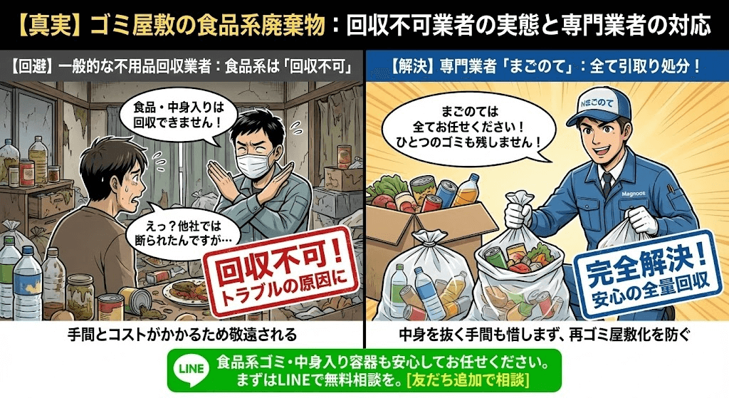 ゴミ屋敷片付け業者は食品を引取れないことが多い