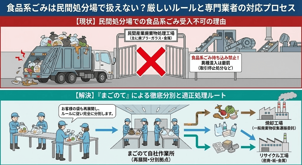 食品系ゴミは受け付けないゴミ処分場が大半