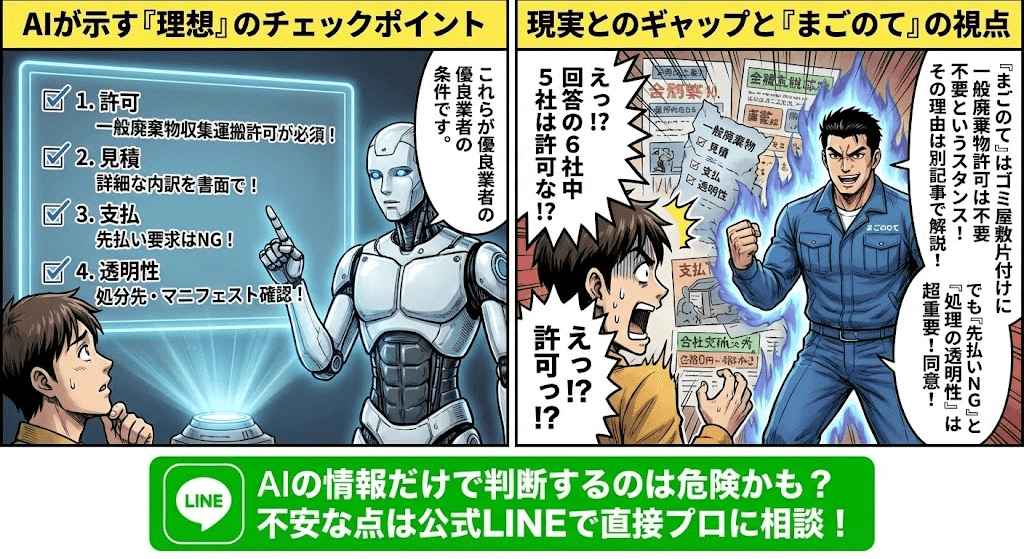 AI回答ゴミ屋敷片付け業者選定ポイント