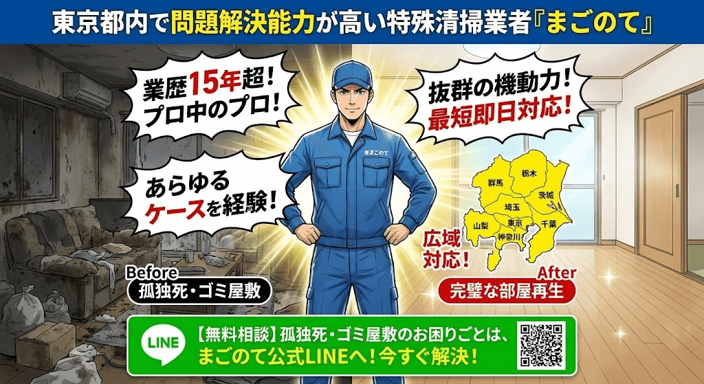東京の孤独死特殊清掃は最短即日対応