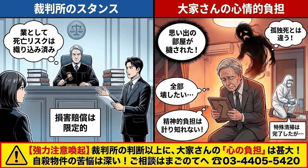 室内で死亡は大家さんの負担が大きい