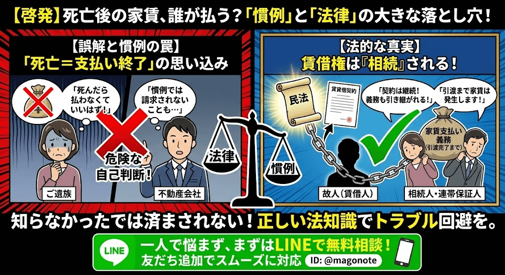 賃借権は相続されるので家賃も払わなければいけない