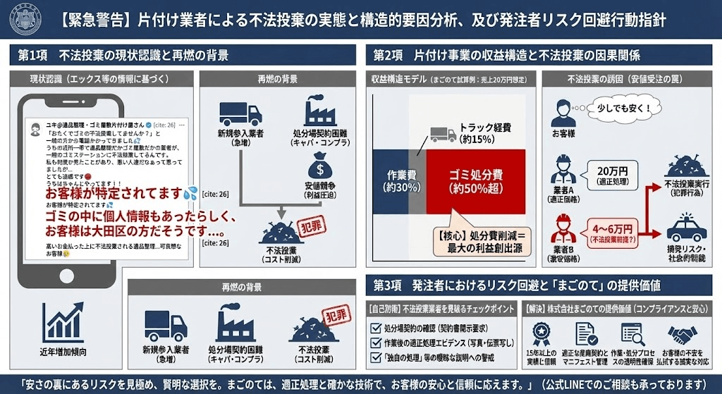 ゴミ屋敷片付け業者による不法投棄