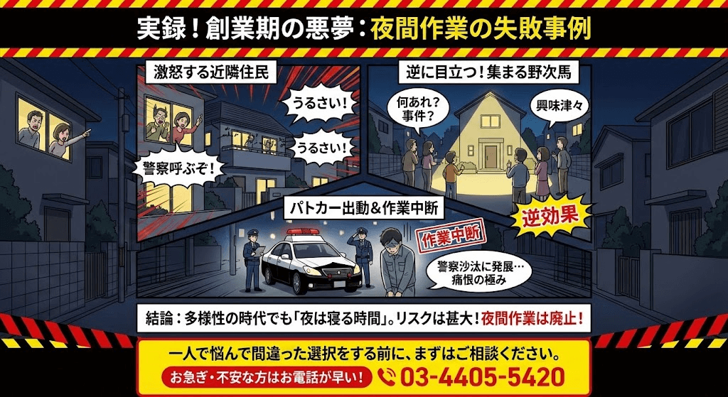 ゴミ屋敷片付けの夜間作業について