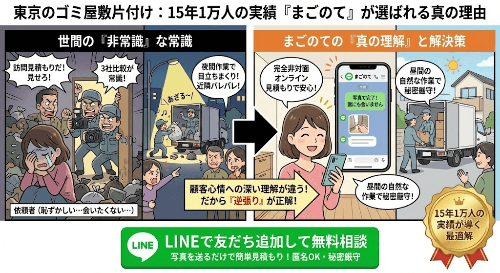 ゴミ屋敷や汚部屋のLINEお手軽見積もりはこちら