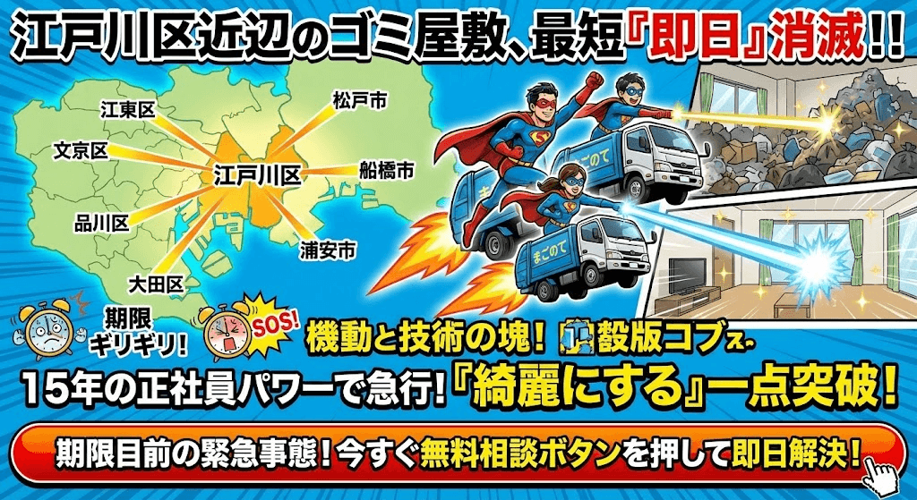 まごのてのゴミ屋敷片付けは東京都、神奈川、埼玉、千葉、茨城全域で対応できます