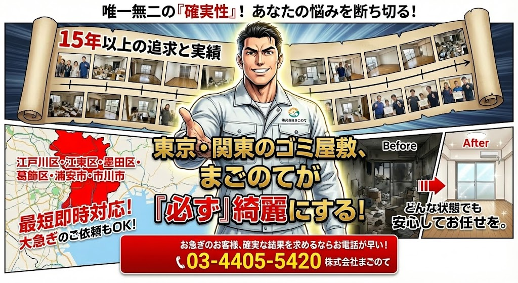 東京のゴミ屋敷片付けなら専門職のまごのて